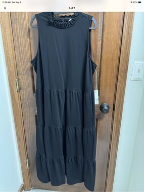Chico’s SZ 3 Classic Tiered Black MIDI Dress NWT